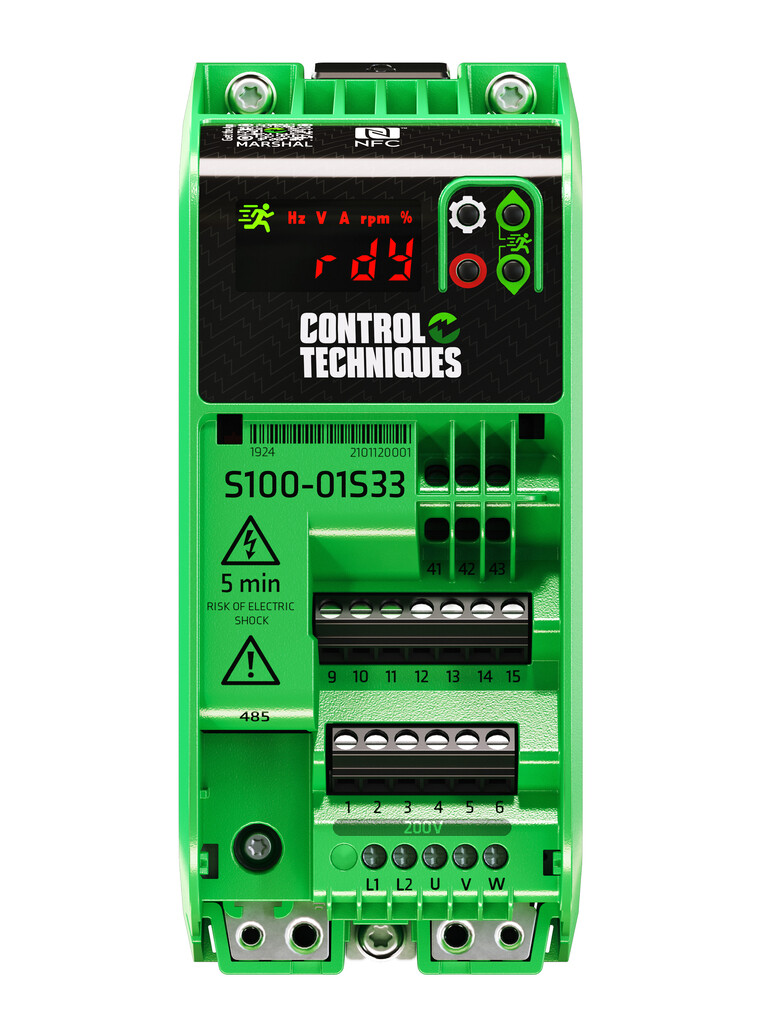 S100-01S33-0A0000 Control Techniques  Frequentieregelaar S100 0,37kW 1f 200/240VAC 2,4A frame 1